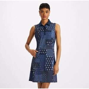G/FORE Boro Print Tech Pique Sleeveless Golf Dress Size 4 Ladies Athleisure NEW